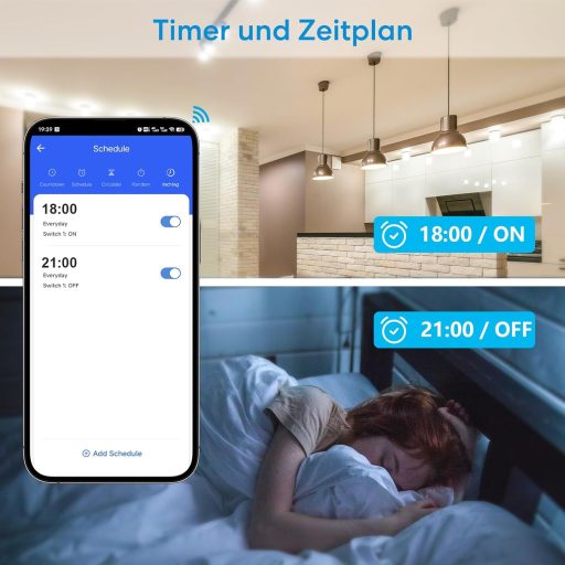 LoraTap WiFi Okosrelé Fogyasztásmérővel - 1150W Intelligens Kapcsolómodul, Távirányítható, Alexa és Google Kompatibilis, Smart Life App