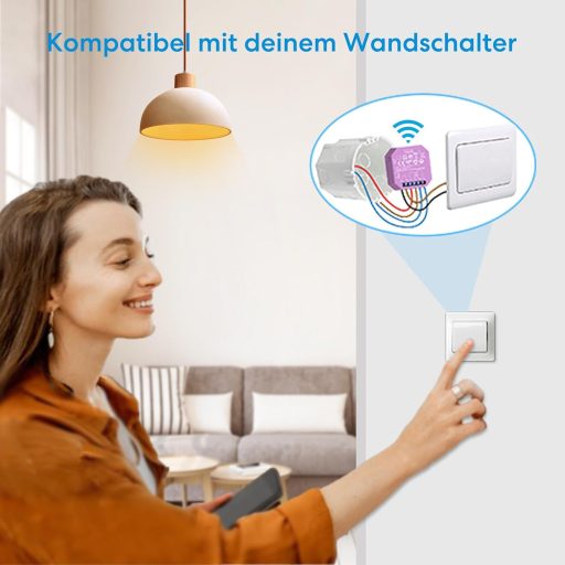 LoraTap WiFi Okosrelé Fogyasztásmérővel - 1150W Intelligens Kapcsolómodul, Távirányítható, Alexa és Google Kompatibilis, Smart Life App