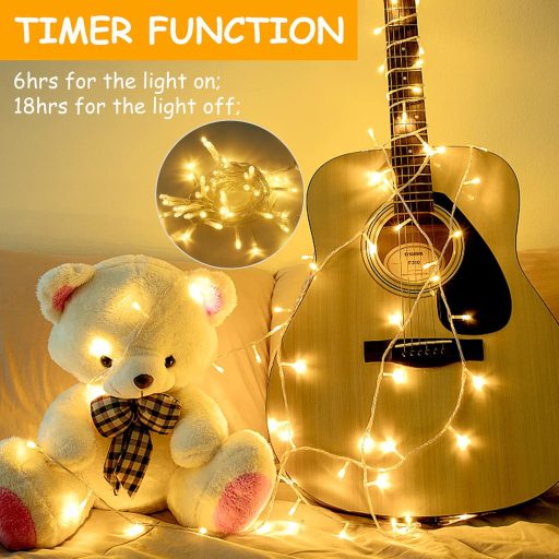 cshare LED svjetleća dekorativna girlanda 3m 30 LED Toplo bijela - S timerom, na baterije, unutarnja/vanjska dekoracija za Božić, Noć vještica, zabave