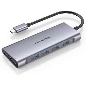   LENTION USB C Hub HDMI 4K60Hz - adaptér 6 v 1 pre MacBook Pro/Air, iPhone 16/15, 100W PD nabíjanie, 4 USB 3.0 porty, hliník