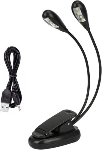 Lumină LED pentru partitură CAM2, cu 8 LED-uri, 2 niveluri de luminozitate ajustabilă, cablu USB, flexibilă, utilizabilă pentru stative de pian, birouri.