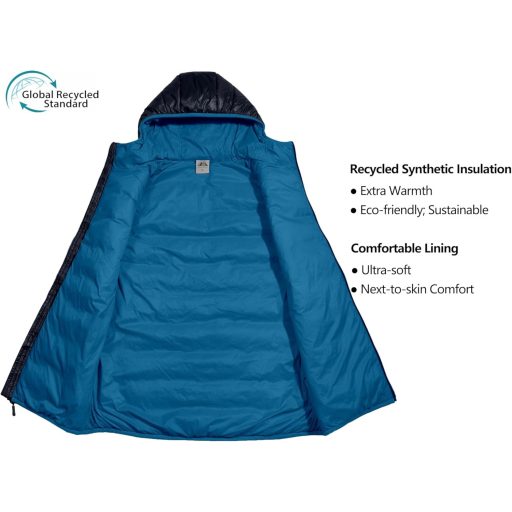 Mapamyumco Pánska ľahká páperová vesta - Vodoodpudivá vesta bez rukávov na turistiku, cestovanie, zimné športy, sivá.