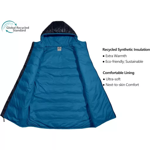 Mapamyumco Férfi Könnyű Pehely Mellény - Vízlepergető Ujjatlan Kabát Túrázáshoz, Utazáshoz, Téli Sportokhoz, Szürke