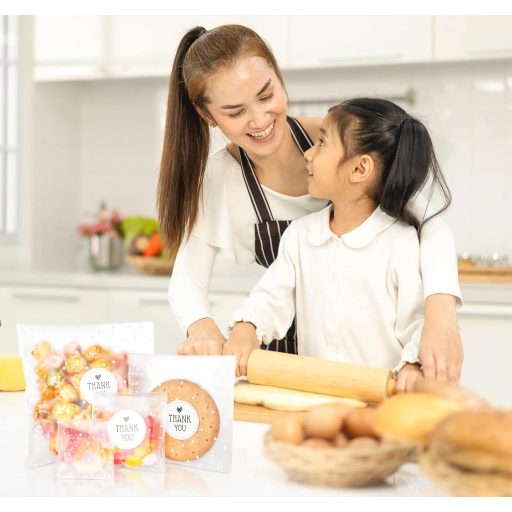 ilauke Öntapadós Cellofán Tasak 300db OPP Átlátszó Fagyos Cukorka Keksz Ajándék Csomagolás Pöttyös Mintával Matrica