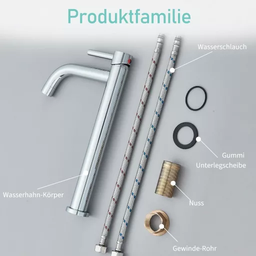 Suguword Visoka slavina za umivaonik | Jednoručna miješalica za kupaonicu u krom izvedbi | Slavina za umivaonik od mjedi s izljevom od 20 cm