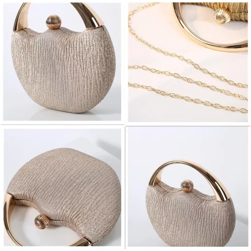 Anopo ženska svečana torbica sa šljokicama - Elegantna večernja clutch torba s lančićem - Okrugla ručna torba za vjenčanja, mature i zabave