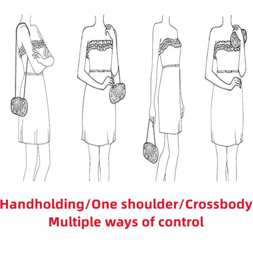 Anopo ženska svečana torbica sa šljokicama - Elegantna večernja clutch torba s lančićem - Okrugla ručna torba za vjenčanja, mature i zabave