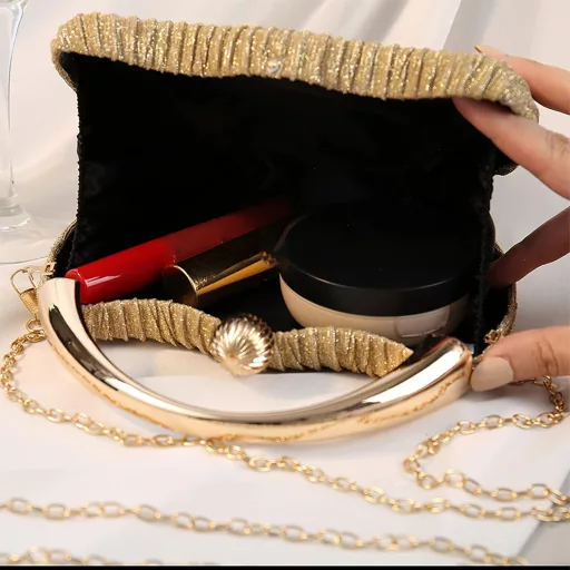 Anopo Geantă de Ocazie cu Paiete pentru Femei - Clutch Elegant de Seară cu Lanț - Poșetă Rotundă pentru Nuntă, Bal și Petreceri