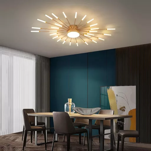 Lustră Modernă LED minifair cu 29 de Brațe, Auriu, pentru Dormitor, Living, Bucătărie