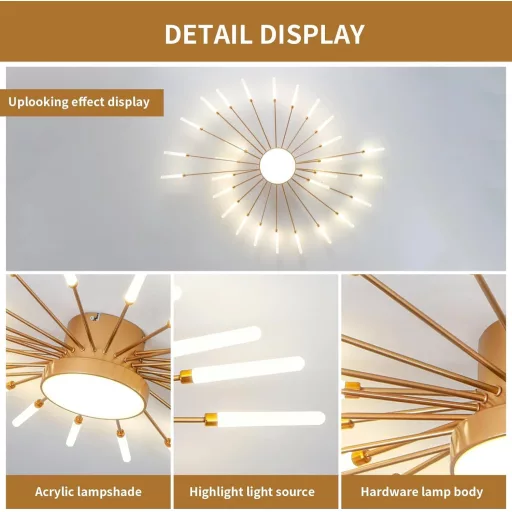 Lustră Modernă LED minifair cu 29 de Brațe, Auriu, pentru Dormitor, Living, Bucătărie