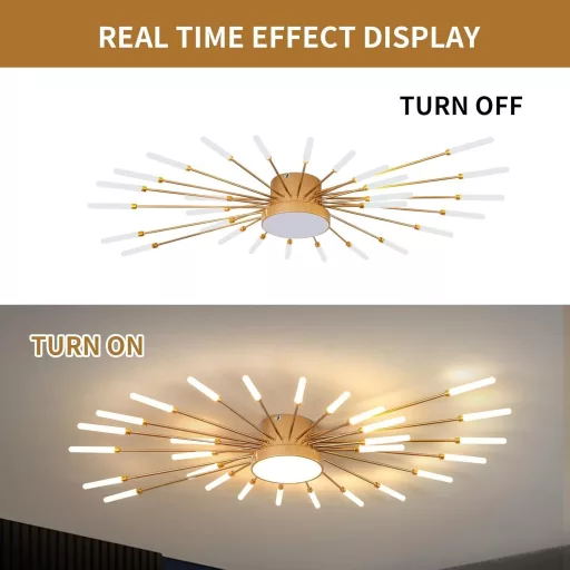 Lustră Modernă LED minifair cu 29 de Brațe, Auriu, pentru Dormitor, Living, Bucătărie