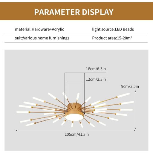 minifair Modern LED Mennyezeti Lámpa 29 Ágú Arany Csillár Hálószoba Nappali Konyha