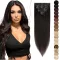 SEGO Extensii Clip-In din Păr Natural, Set 8 Piese, 40 cm, Negru Natural