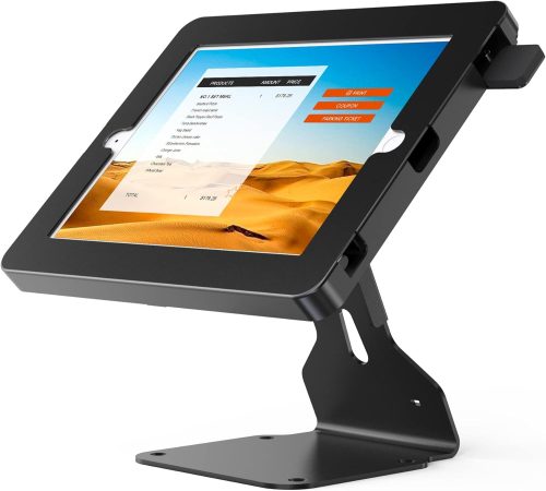 Beelta BSC401T Tablet Állvány iPad 10.2" (7-8-9 Gen) Kompatibilis - Forgatható, Zárható Fém Asztali Tartó POS Rendszerekhez, Fekete