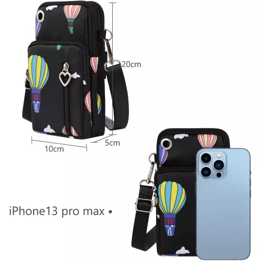 Aucuu Nylon Női Telefontáska Válltáska Fülhallgatónyílással 7 Colos Telefonhoz