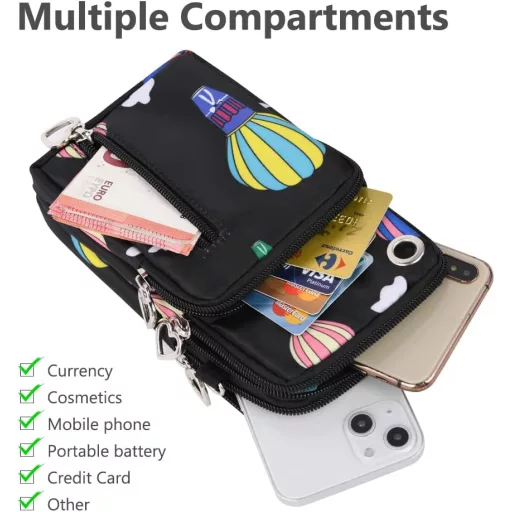 Aucuu Nylon Női Telefontáska Válltáska Fülhallgatónyílással 7 Colos Telefonhoz