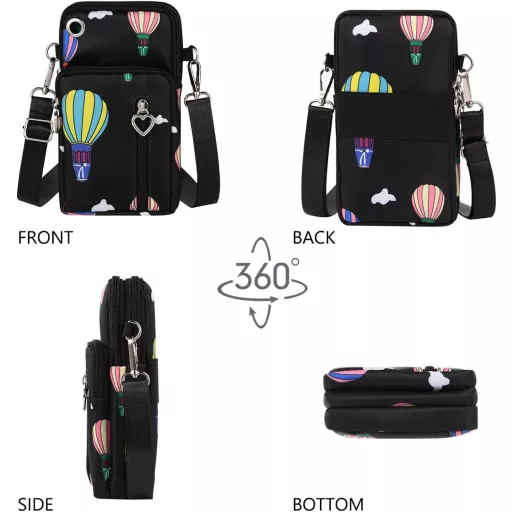 Aucuu Nylon Női Telefontáska Válltáska Fülhallgatónyílással 7 Colos Telefonhoz