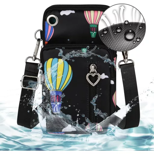 Aucuu Nylon Női Telefontáska Válltáska Fülhallgatónyílással 7 Colos Telefonhoz