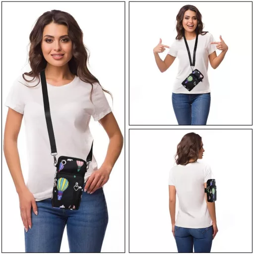 Aucuu Nylon Női Telefontáska Válltáska Fülhallgatónyílással 7 Colos Telefonhoz