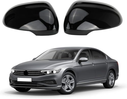 Car Visszapillantó Tükör Borítás - Volkswagen Passat B8 2016-2019 Kompatibilis Szénszálas ABS Műanyag Oldaltükör Burkolat Pár - Fekete