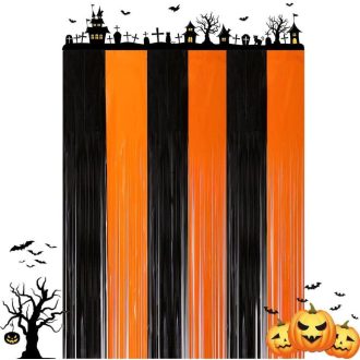   Halloween stílusú dekorációs függöny ( Szín: fekete - narancs)