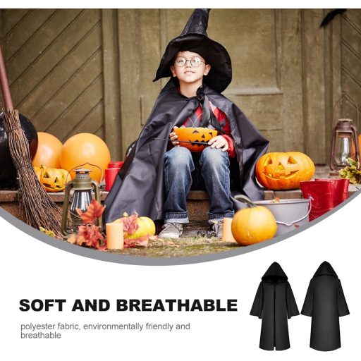 BESPORTBLE Crni Dječji Plašt Kostim za Noć vještica Čarobnjački Plašt Veličina L