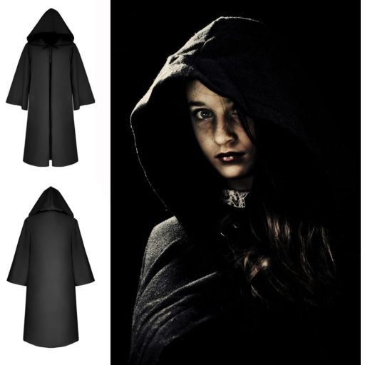 BESPORTBLE Crni Dječji Plašt Kostim za Noć vještica Čarobnjački Plašt Veličina L