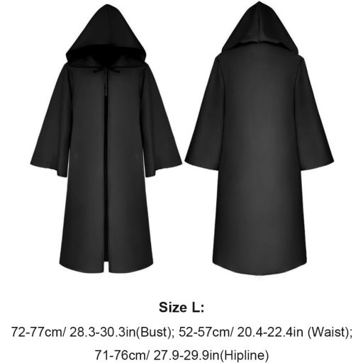 BESPORTBLE Crni Dječji Plašt Kostim za Noć vještica Čarobnjački Plašt Veličina L