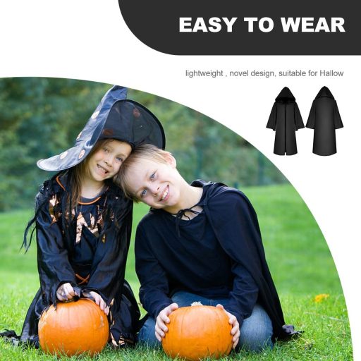 BESPORTBLE Crni Dječji Plašt Kostim za Noć vještica Čarobnjački Plašt Veličina L