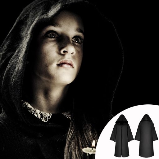 BESPORTBLE Crni Dječji Plašt Kostim za Noć vještica Čarobnjački Plašt Veličina L