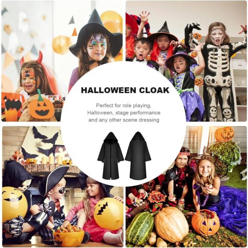BESPORTBLE Crni Dječji Plašt Kostim za Noć vještica Čarobnjački Plašt Veličina L