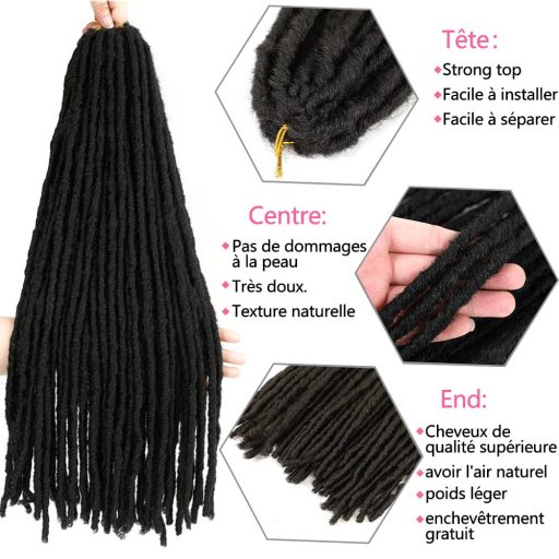 SOKU Műhaj Bohyňa Locs Set - 5 Balení Háčkované Rasta Predlžovanie Vlasov, Tmavohnedá, 66 cm, Syntetické Jemné Pletené Dreadlocky