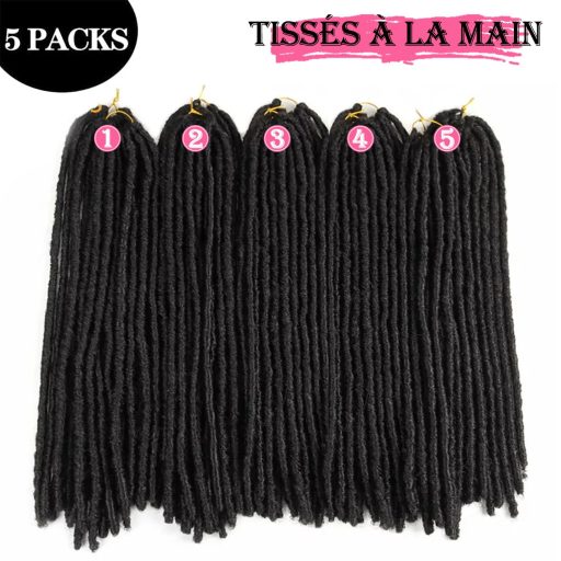 SOKU Műhaj Istennő Locs Szett - 5 Csomag Horgolt Raszta Hajhosszabbítás, Sötétbarna, 66 cm, Szintetikus Puha Fonott Dreadlock