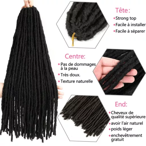 SOKU Műhaj Istennő Locs Szett - 5 Csomag Horgolt Raszta Hajhosszabbítás, Sötétbarna, 66 cm, Szintetikus Puha Fonott Dreadlock