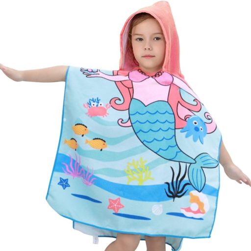 Prosop cu glugă pentru copii Rayson, moale, super absorbant, tip poncho, cu model ponei mov - Ideal pentru vacanță, piscină, plajă 12