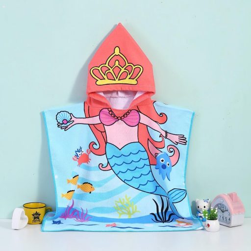 Prosop cu glugă pentru copii Rayson, moale, super absorbant, tip poncho, cu model ponei mov - Ideal pentru vacanță, piscină, plajă 12