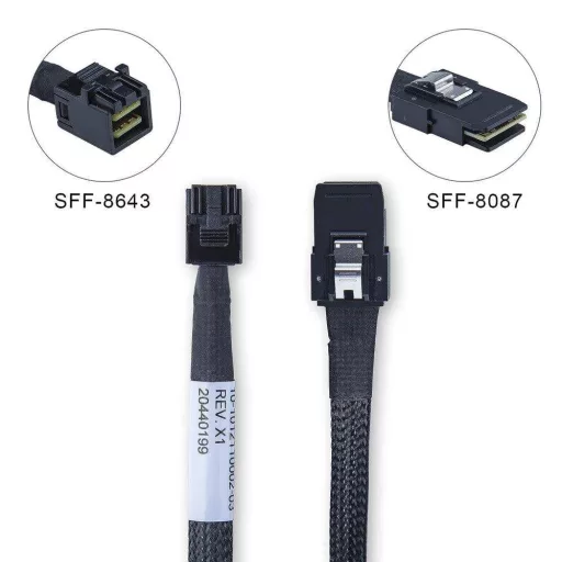 10Gtek Mini SAS HD Kábel, SFF-8643 - SFF-8087, 60cm, 12Gbps Adatátvitel