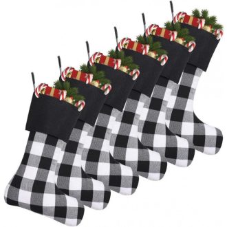   6 darab Cootato Karácsonyi Zokni, 46 cm-es Buffalo Plaid Karácsonyi
