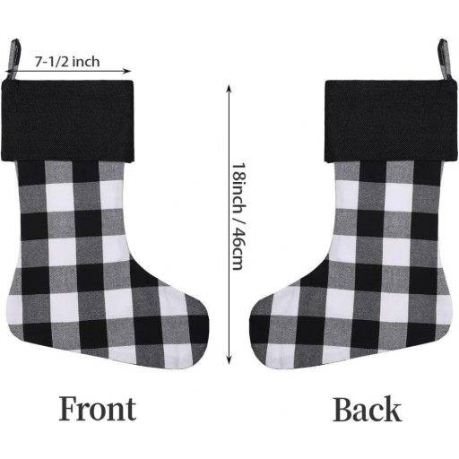 6 darab Cootato Karácsonyi Zokni, 46 cm-es Buffalo Plaid Karácsonyi