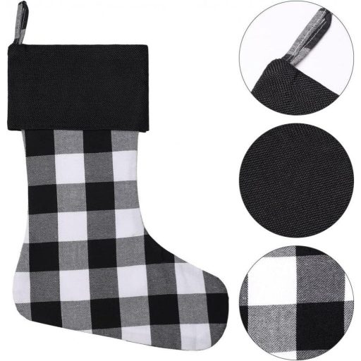 6 darab Cootato Karácsonyi Zokni, 46 cm-es Buffalo Plaid Karácsonyi