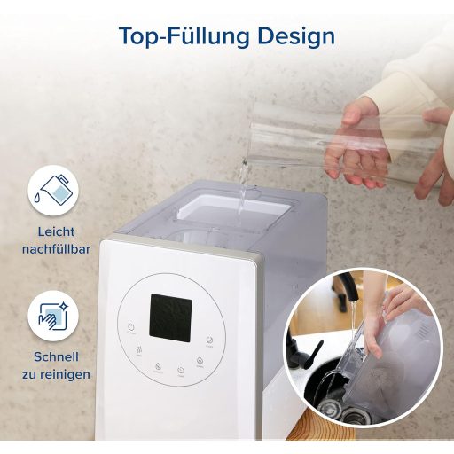 Levoit okos párásító nagy szobákhoz, felülről tölthető, meleg és hideg pára, 550 ml/h, 40-70 m²