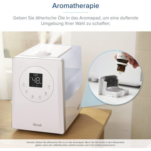 Levoit okos párásító nagy szobákhoz, felülről tölthető, meleg és hideg pára, 550 ml/h, 40-70 m²