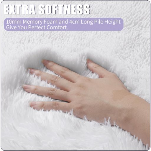 Enyhom kerek puha szőnyeg 120 cm fehér, mosható plüss nappali szőnyeg csúszásmentes