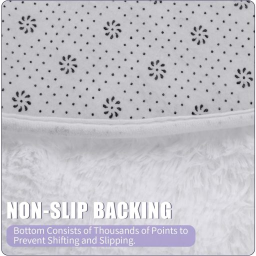 Enyhom kerek puha szőnyeg 120 cm fehér, mosható plüss nappali szőnyeg csúszásmentes