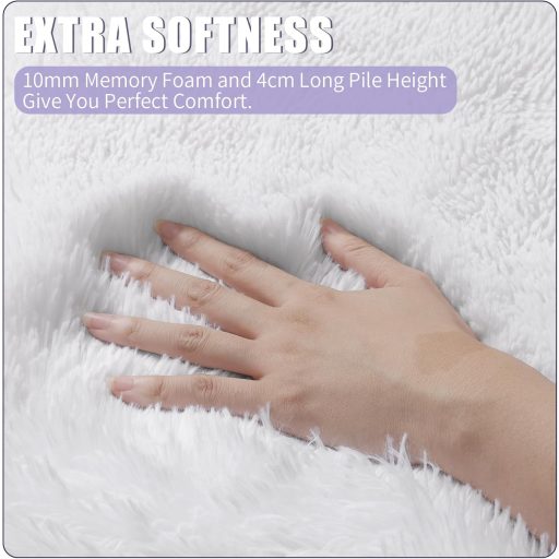 Enyhom kerek puha szőnyeg 120 cm fehér, mosható plüss nappali szőnyeg csúszásmentes