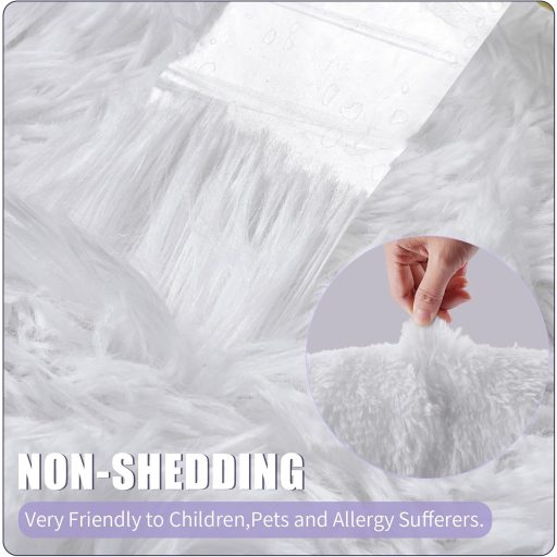 Enyhom kerek puha szőnyeg 120 cm fehér, mosható plüss nappali szőnyeg csúszásmentes