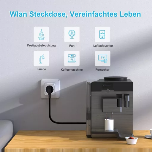 EIGHTREE Priza Inteligentă WiFi cu Măsurarea Consumului - 16A, Telecomandată, Priza Smart Home, Compatibilă cu Alexa, Google Home și SmartThings