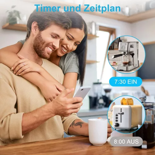 EIGHTREE Priza Inteligentă WiFi cu Măsurarea Consumului - 16A, Telecomandată, Priza Smart Home, Compatibilă cu Alexa, Google Home și SmartThings