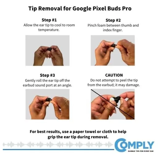 Comply 3 páry pamäťových penových nástavcov do uší pre Google Pixel Buds Pro, čierne, stredná veľkosť