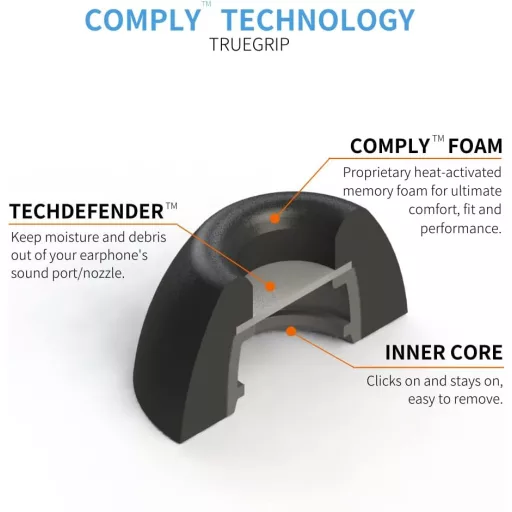Comply 3 páras memóriahabos fülhegyezet Google Pixel Buds Pro-hoz, fekete, közepes méret